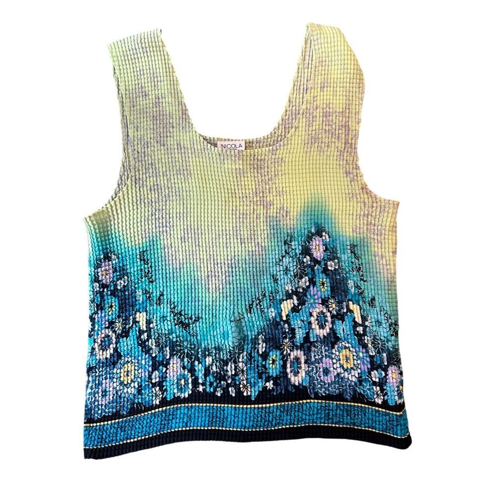 Vintage Nicola Y2K Vibrant Floral Crinkle Scrunch 2X Top